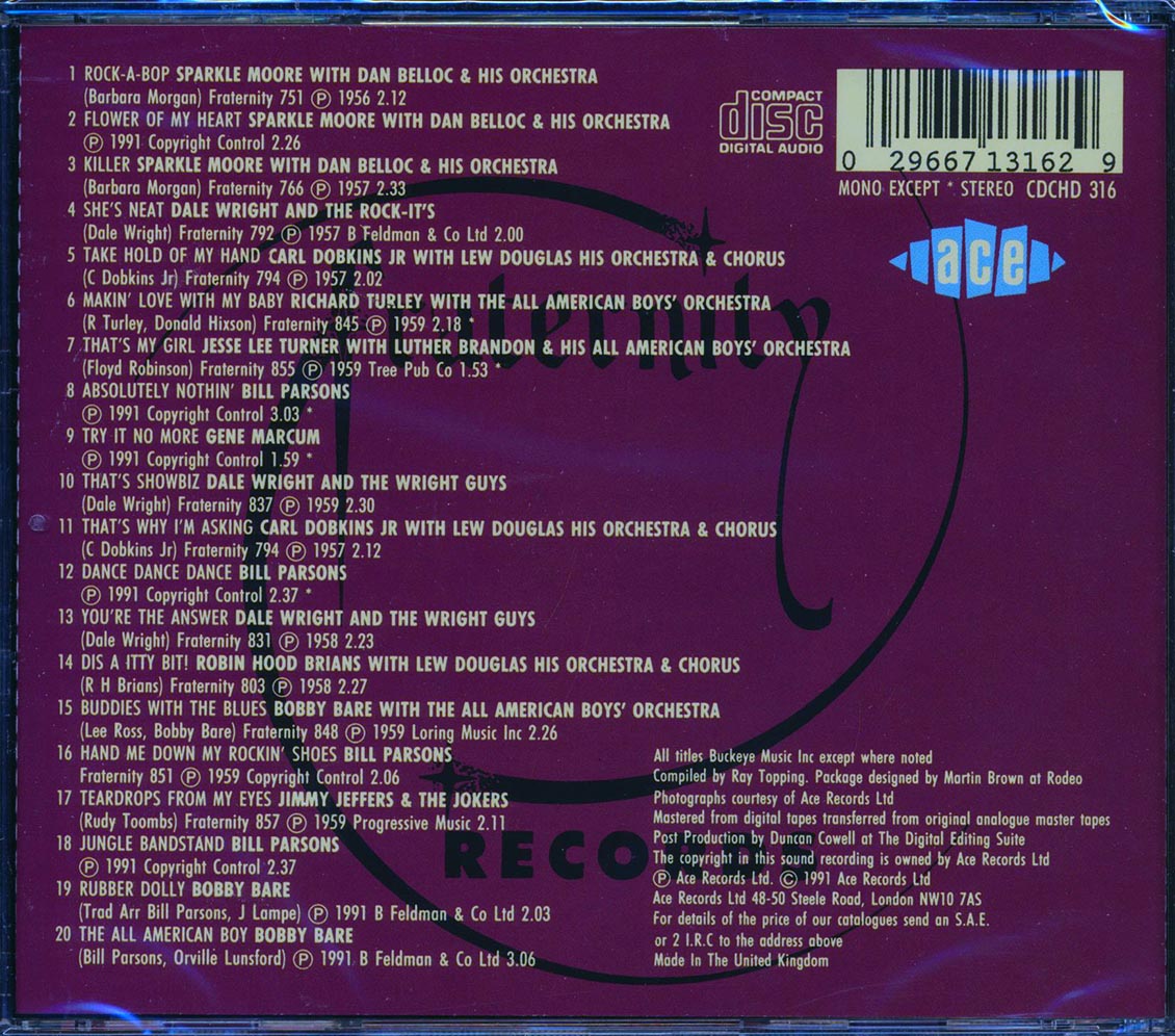 Various - All American Rock N Roll From Fraternity Records (20 tracks)