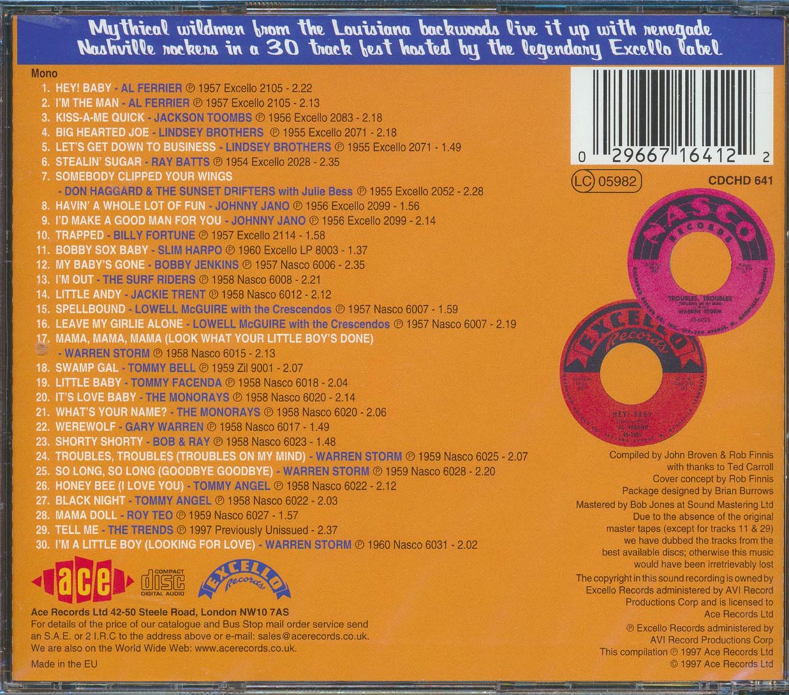 Various - Hey Baby, The Rockin South: 30 Rockabilly & Rock N Roll Gems From The Legendary Excello Records (30 tracks)