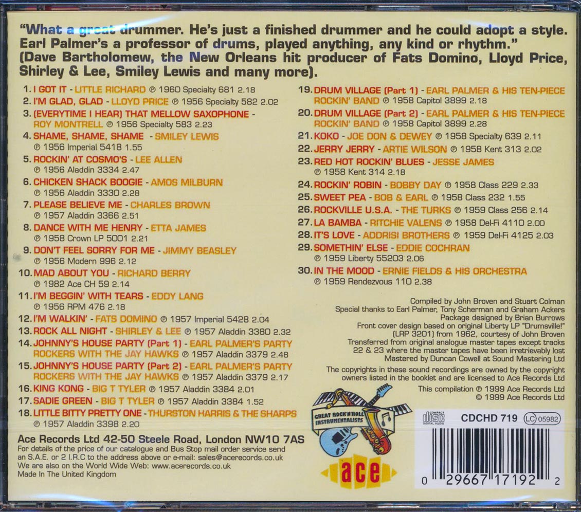 Earl Palmer - Backbeat: The World's Greatest Rock N Roll Drummer (30 tracks)