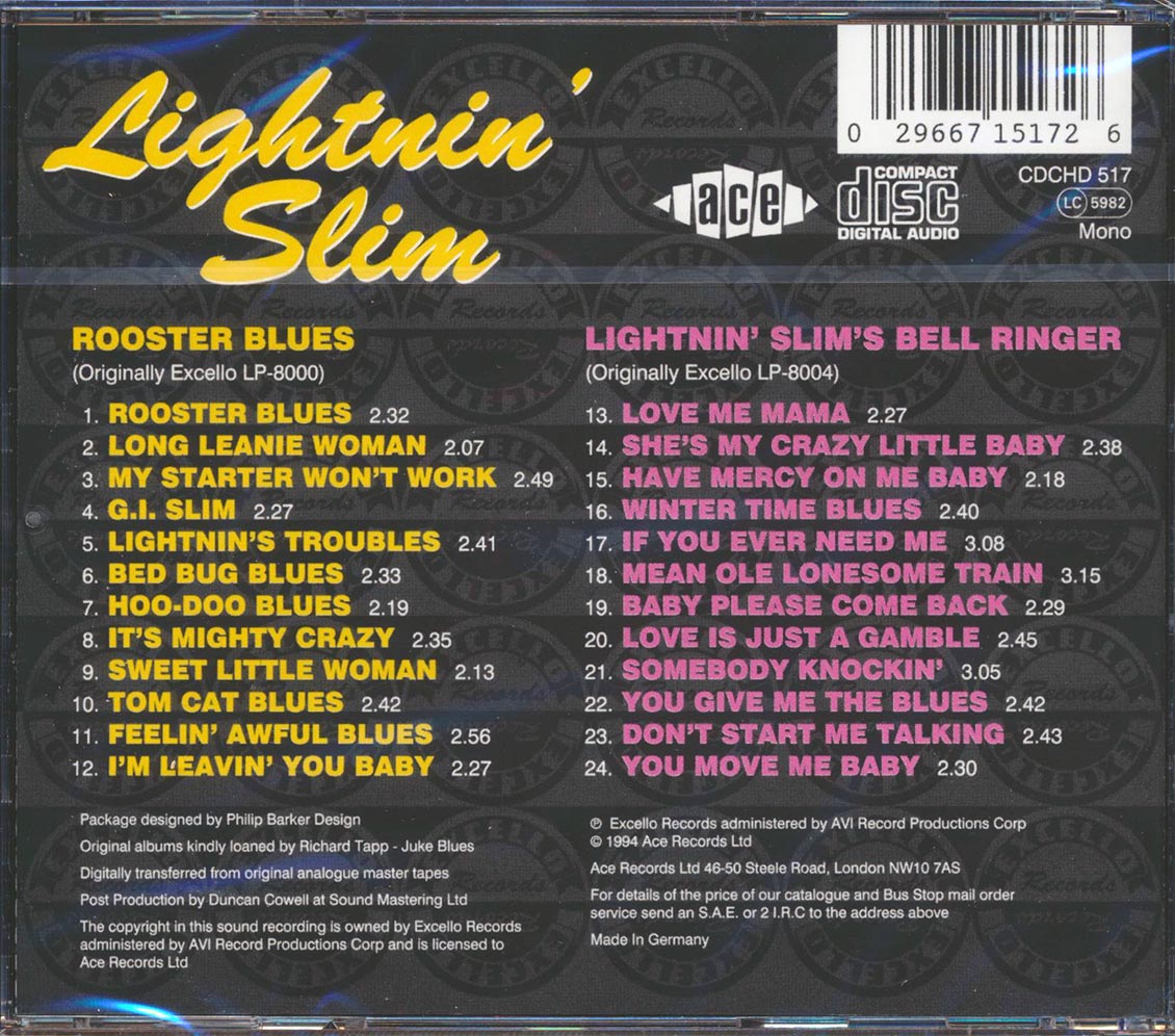 Lightnin' Slim - Rooster Blues + Lightnin Slim's Bell Ringer (24 tracks)