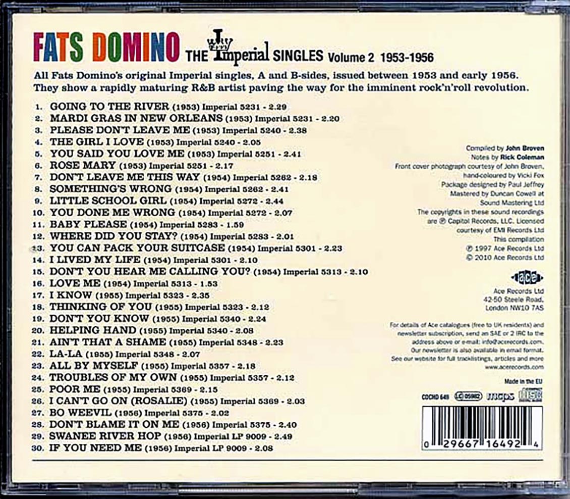 Fats Domino - The Imperial Singles Volume 2: 1953-1956 (30 tracks)