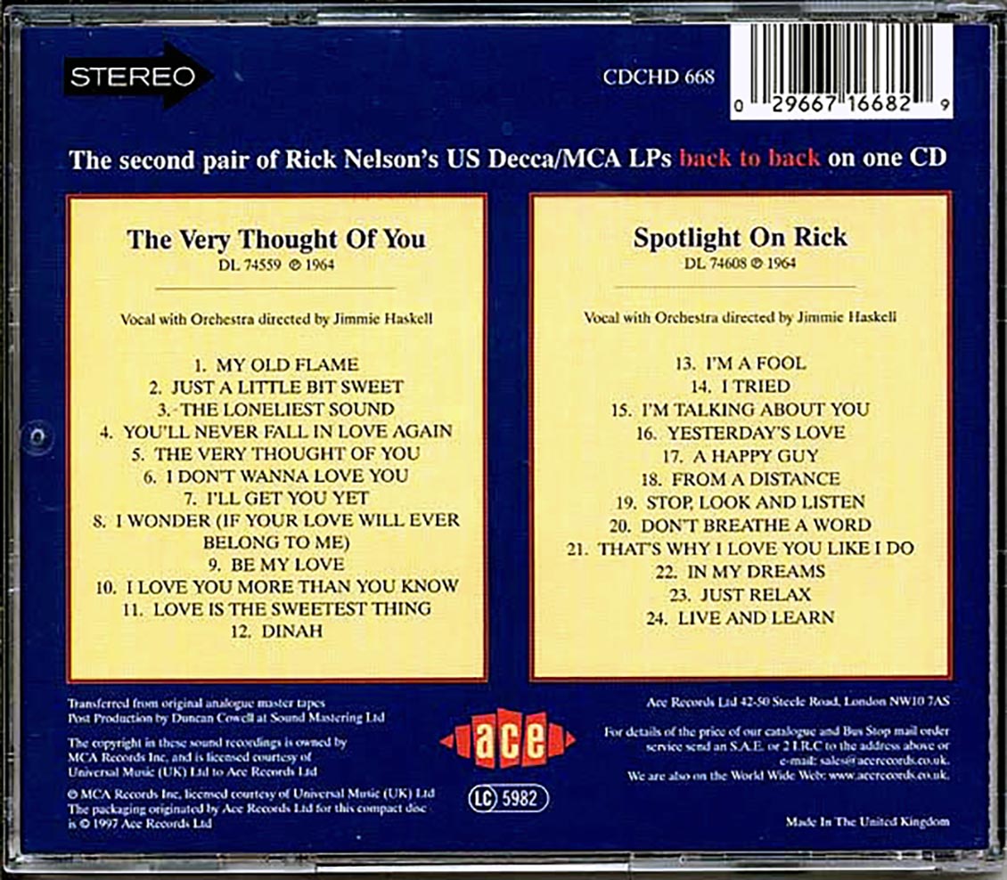 Rick Nelson - The Very Thought Of You + Spotlight On Rick (24 tracks)