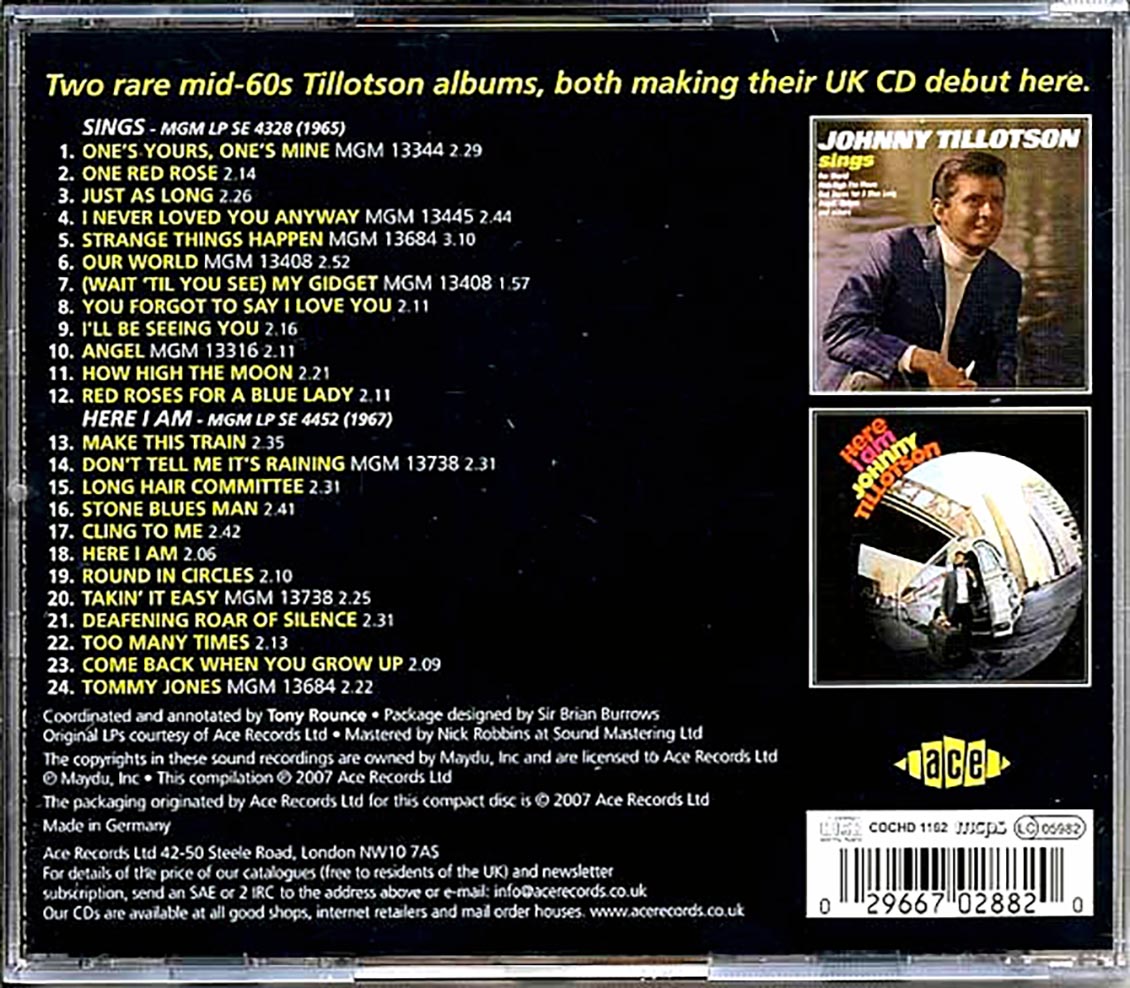 Johnny Tillotson - Johnny Tillotson Sings + Here I Am (24 tracks)