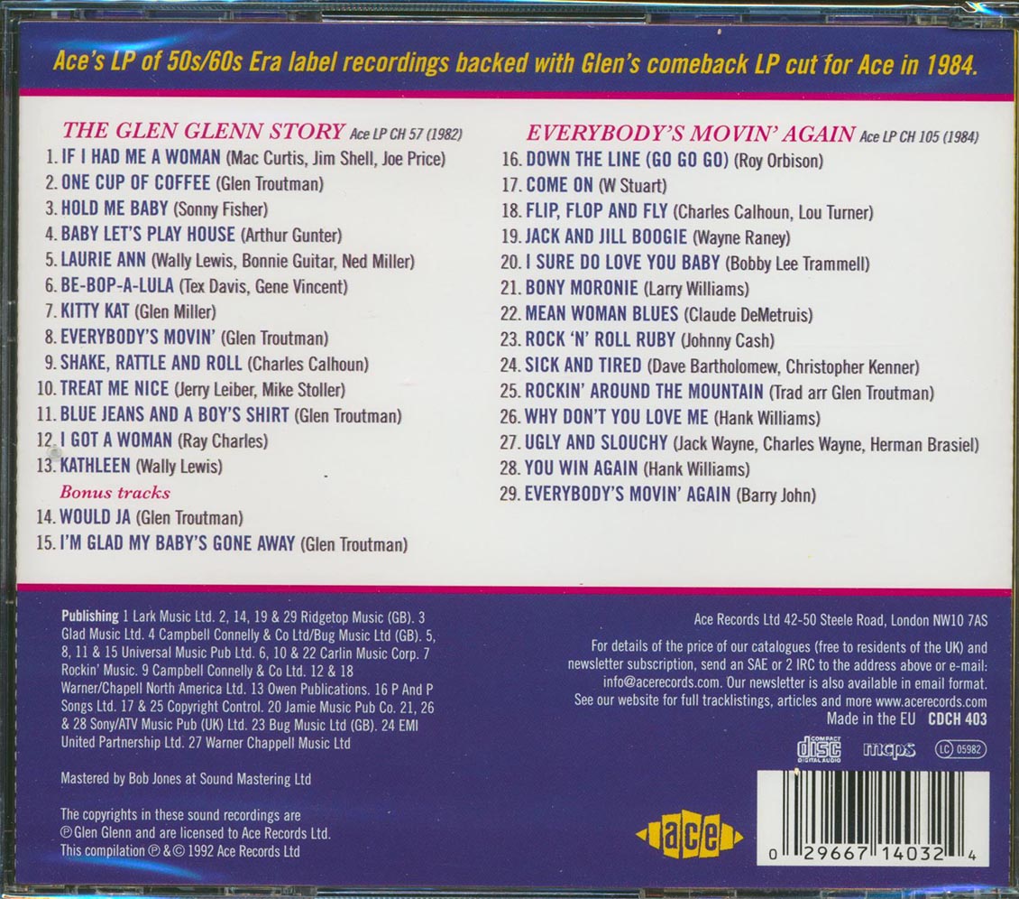 Glen Glenn - The Glen Glenn Story + Everybody's Movin Again (29 tracks)