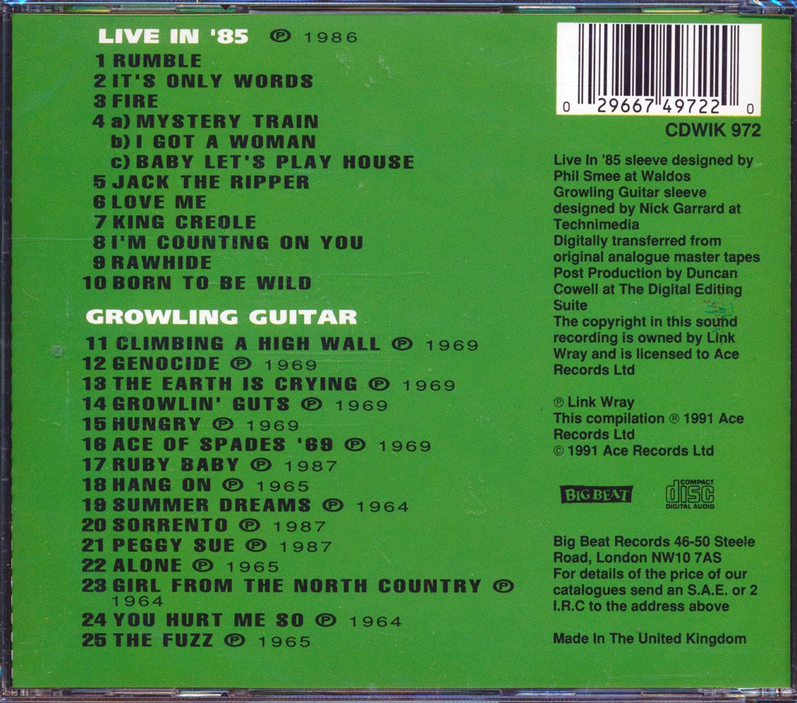 Link Wray - Live In 85 + Growling Guitar (25 tracks)