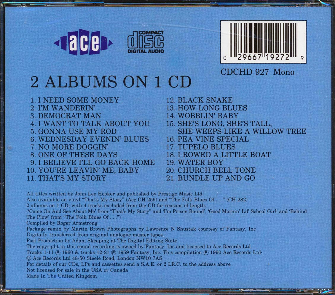 John Lee Hooker - That's My Story + The Folk Blues (21 tracks)