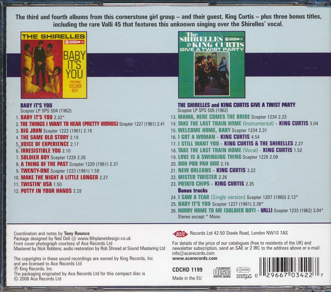 The Shirelles - Baby It's You + The Shirelles & King Curtis Give A Twist Party (26 tracks)