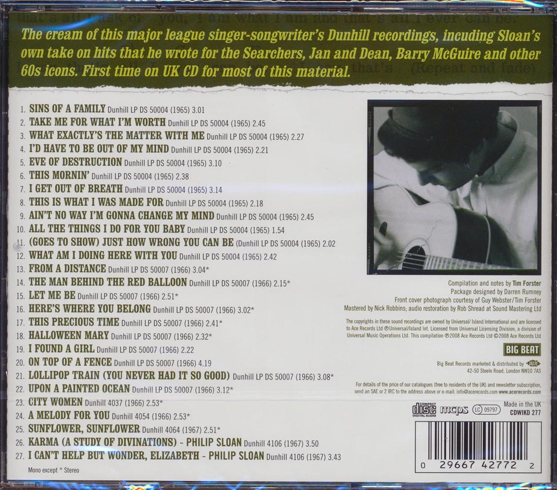 PF Sloan - Here's Where I Belong: The Best Of The Dunhill Years 1965-1967 (27 tracks)