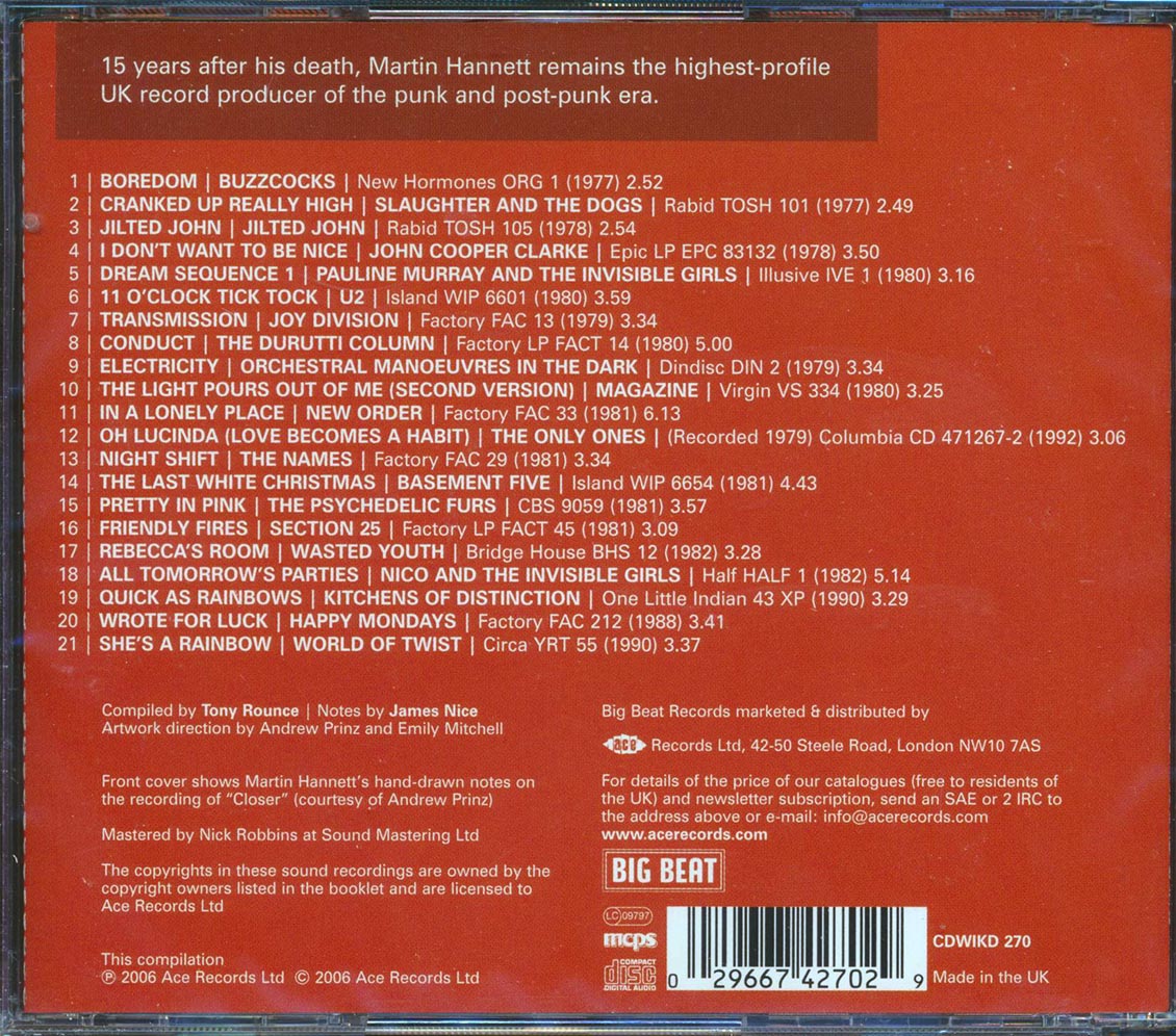 Various - Zero: A Martin Hannet Story 1977-1981 (21 tracks)