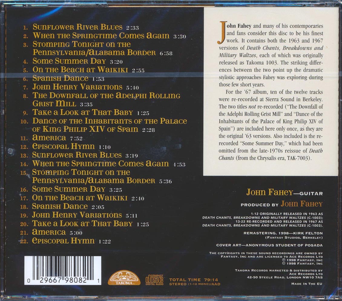 John Fahey - Death Chants, Breakdowns And Military Waltzes (22 tracks)