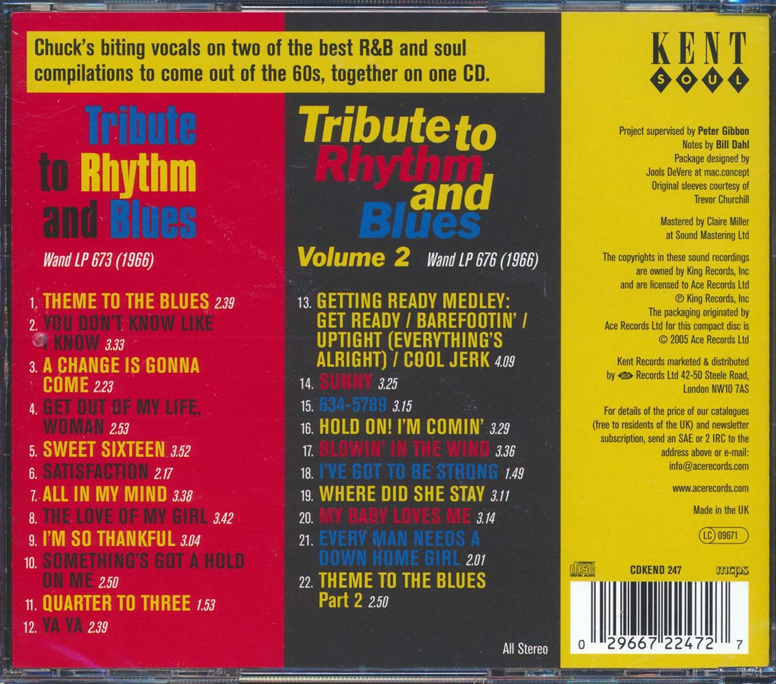 Chuck Jackson - Tribute To Rhythm And Blues Volumes 1 & 2 (22 tracks)