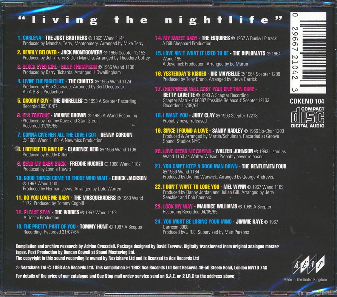 Various - Living The Nightlife: Rare Sixties Soul (24 tracks)
