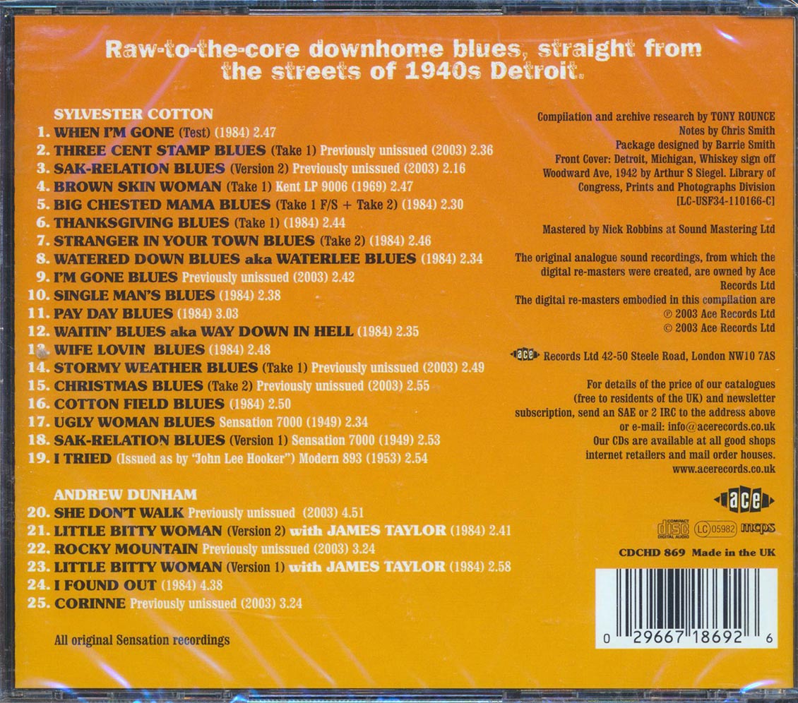 Sylvester Cotton, Andrew Dunham - Blues Sensation: Detroit Downhome Recordings 1948-1949 (25 tracks)