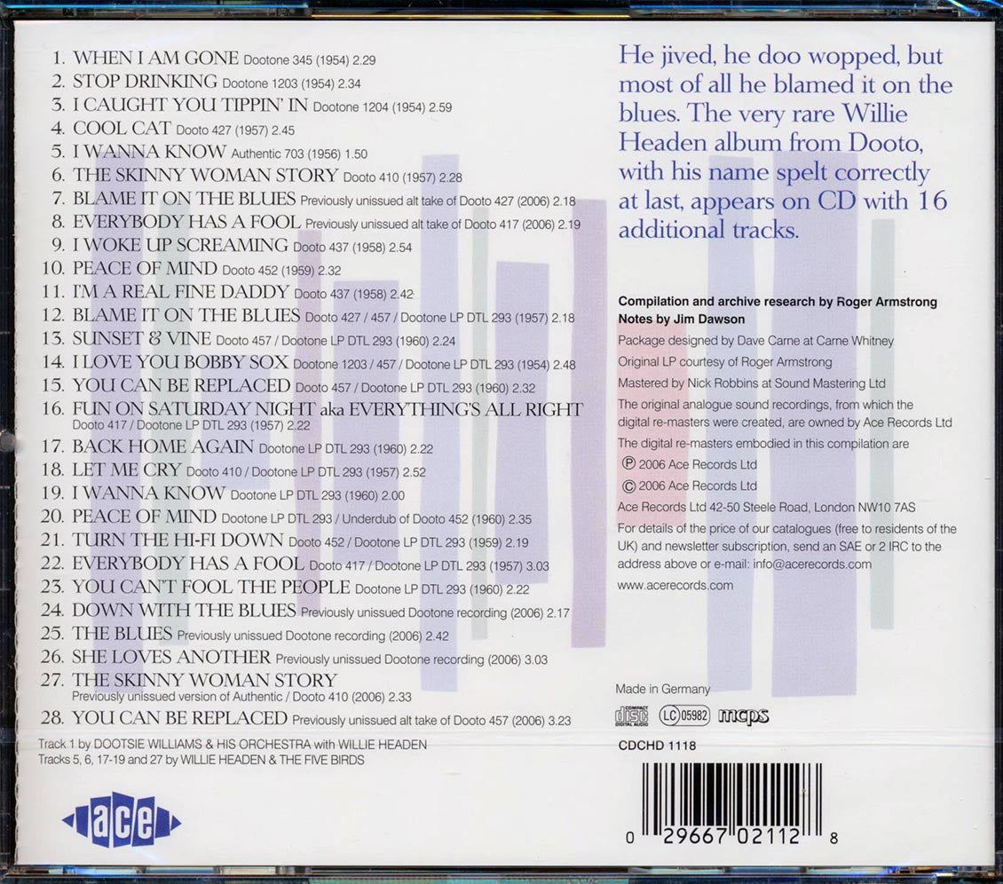 Willie Headen - Blame It On The Blues Again (28 tracks)