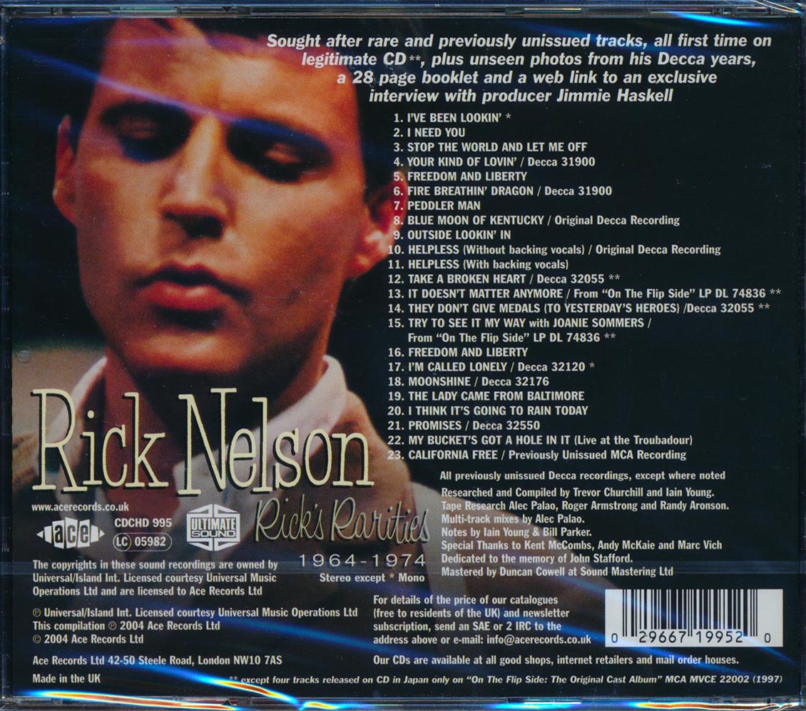 Rick Nelson - Rick's Rarities 1964-1974 (23 tracks)