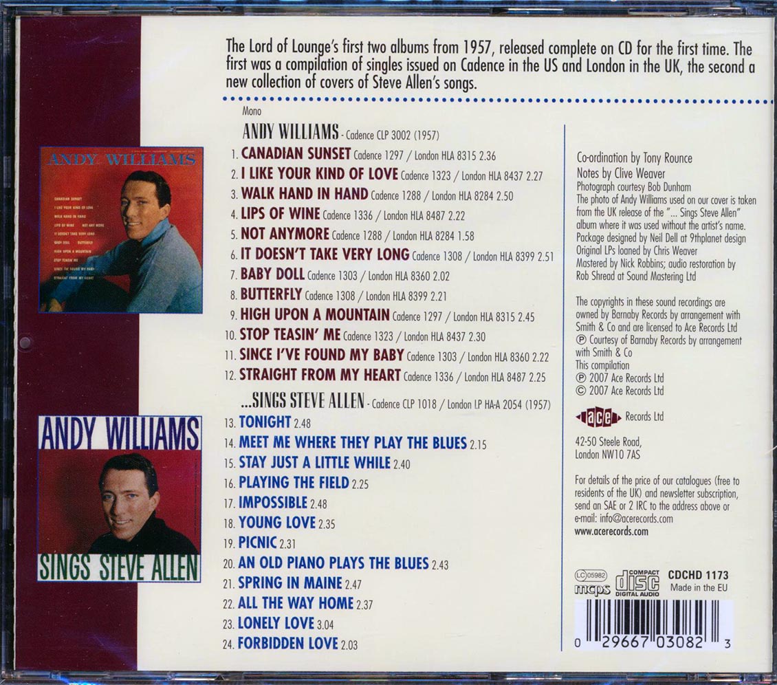 Andy Williams - Andy Williams + Sings Steve Allen (24 tracks)