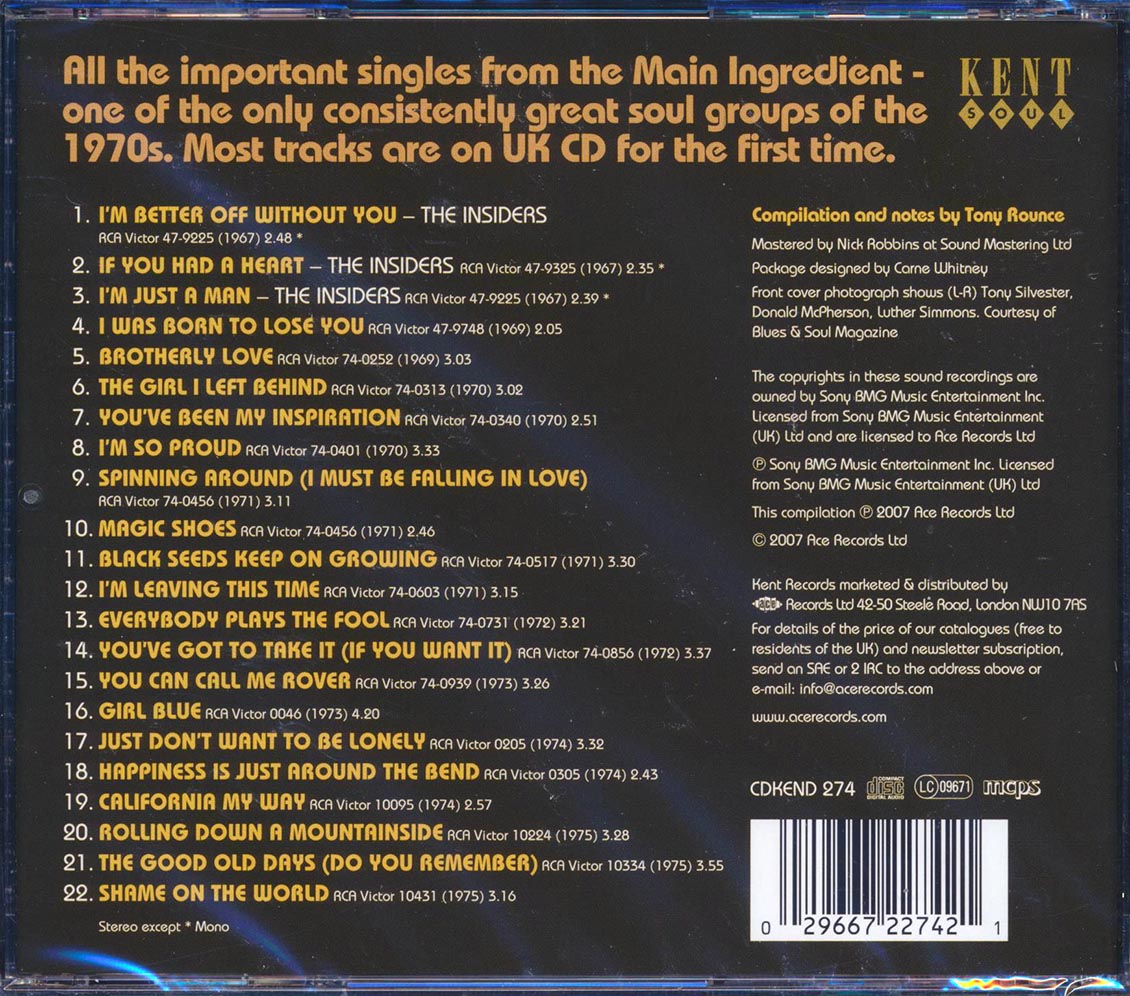 The Main Ingredient - Spinning Around: The Singles 1967-1975 (22 tracks)