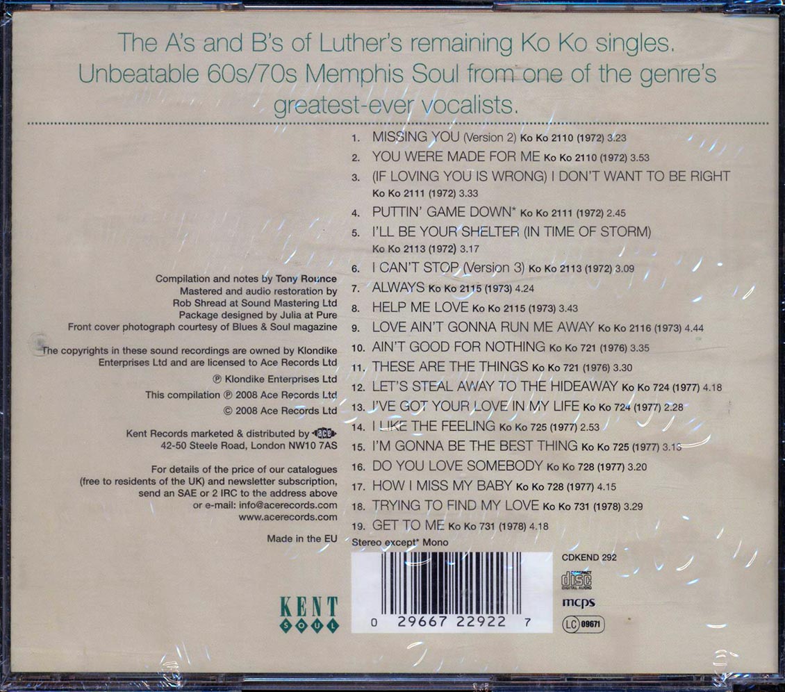 Luther Ingram - I Don't Want To Be Right: The Ko Ko Singles Volume 2