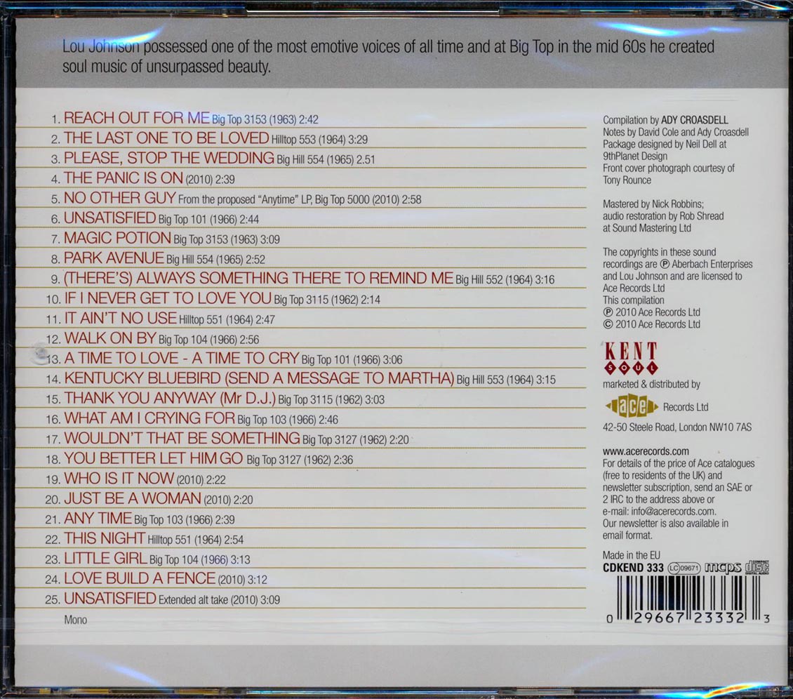 Lou Johnson - Incomparable Soul Vocalist (25 tracks)
