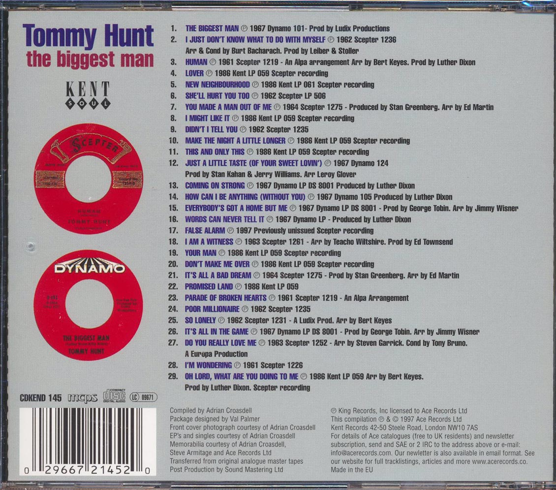 Tommy Hunt - The Biggest Man: Scepter And Dynamo Recordings 1961-1967 (29 tracks)