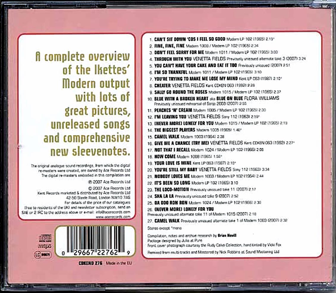 The Ikettes - Can't Sit Down Down Cos It Feels So Good: The Complete Modern Recordings (27 tracks)