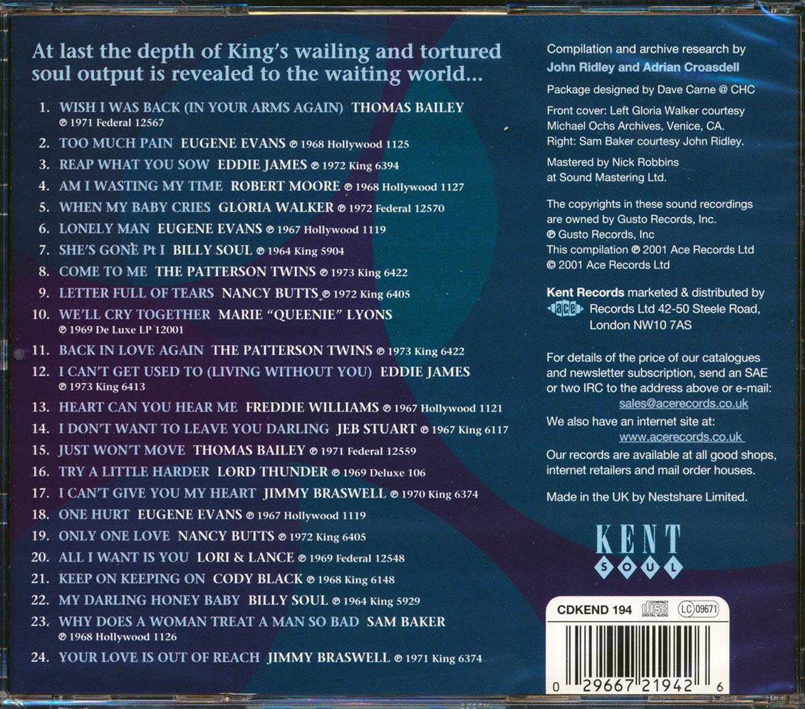 Various - King's Serious Soul: Too Much Pain (24 tracks)