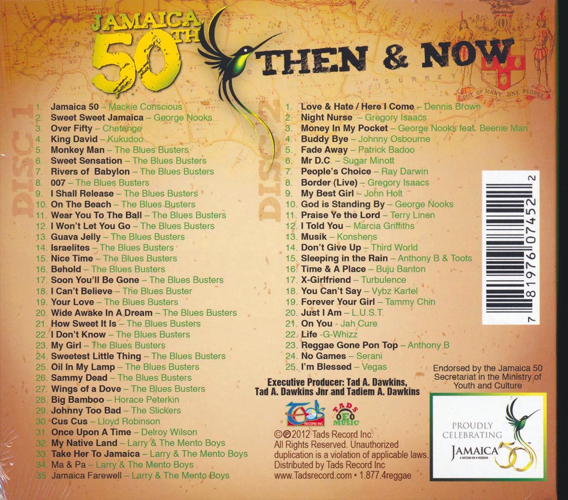 Delroy Wilson, Blues Busters, Lloyd Robinson, Sugar Minott, Gregory Isaacs, Anthony B, Etc. - Jamaica 50th: Then & Now (60 tracks) (2xCD)