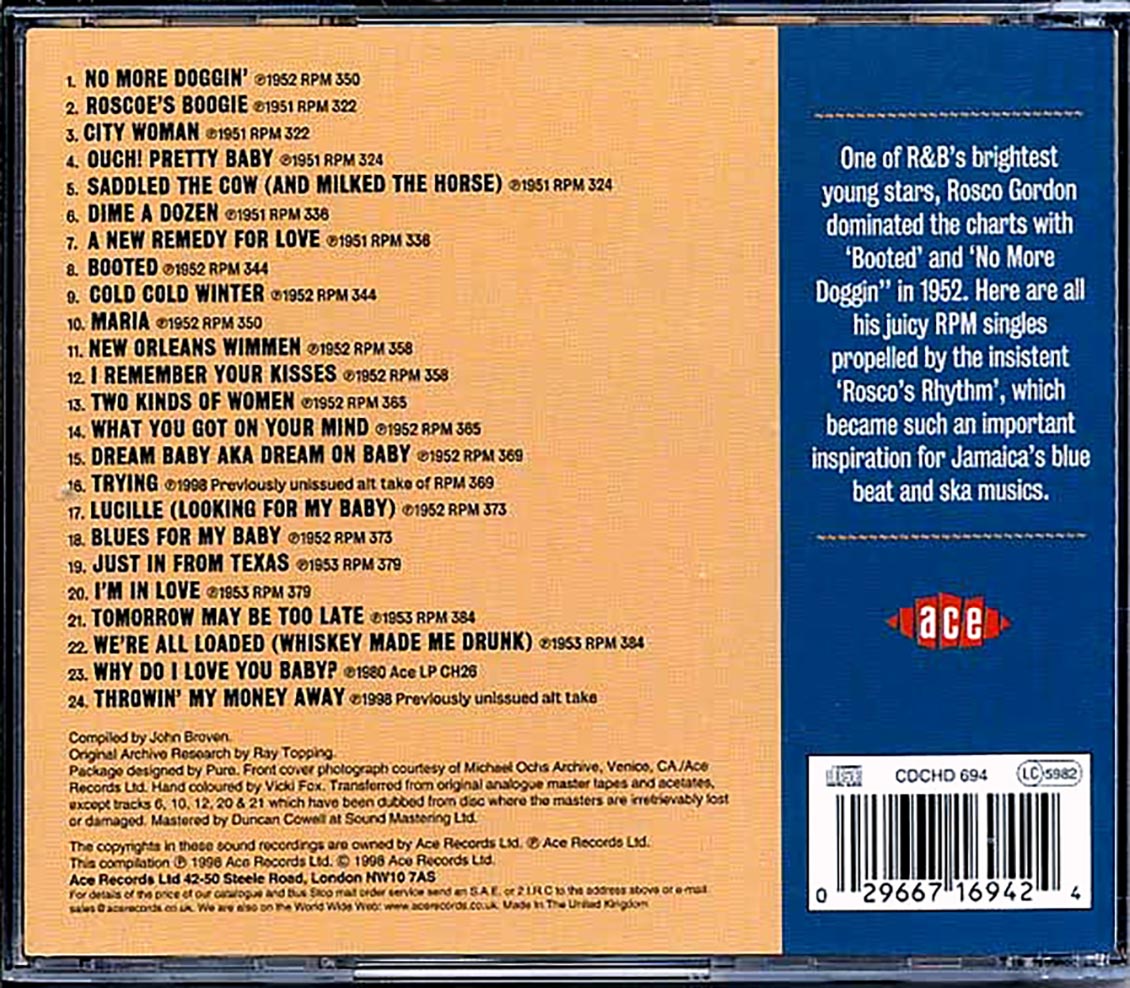 Rosco Gordon - Bootin: The Best Of The RPM Years (24 tracks)