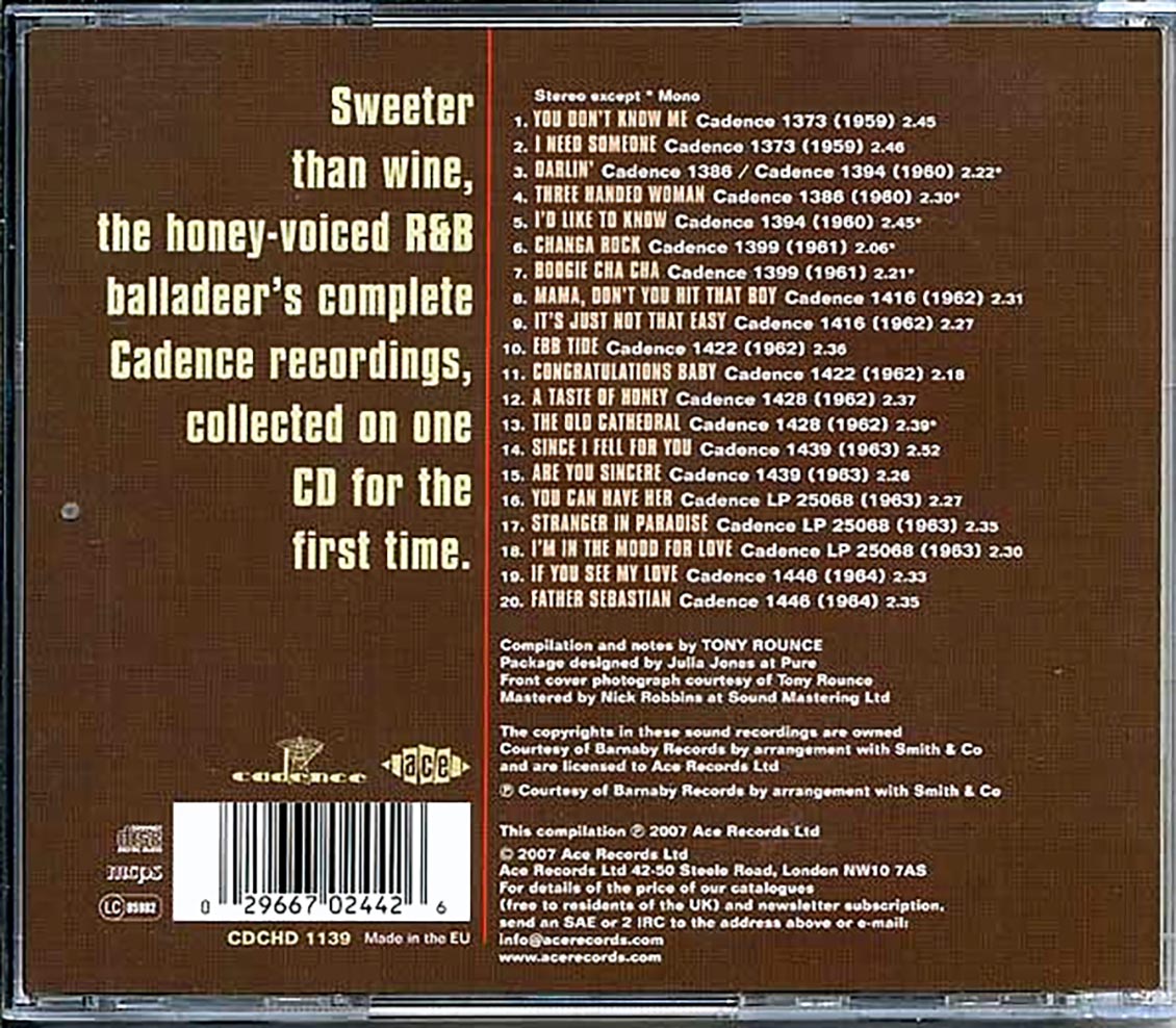 Lenny Welch - A Taste Of Honey: The Complete Cadence Recordings 1959-1964 (20 tracks)