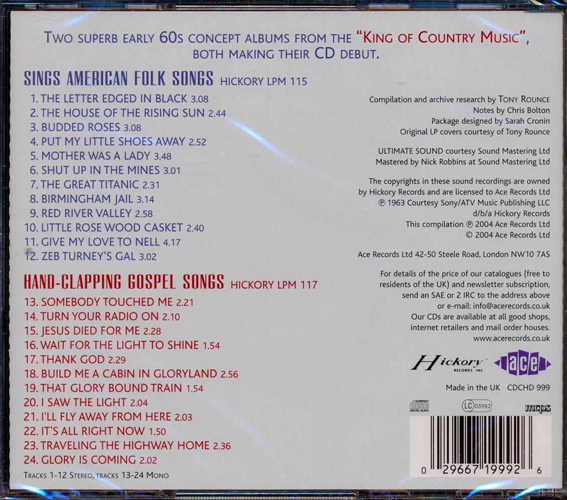 Roy Acuff - Sings American Folk Songs + Hand Clapping Gospel Songs (24 tracks)