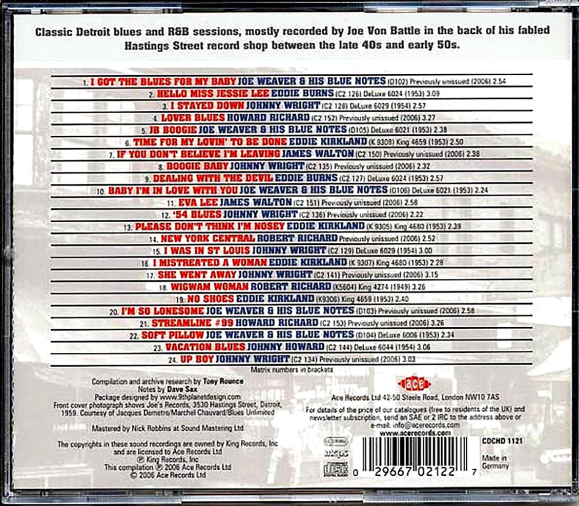 Various - Battle Of Hastings Street: Raw Detroit Blues And R & B From Joe's Record Shop 1949-1954 (24 tracks)