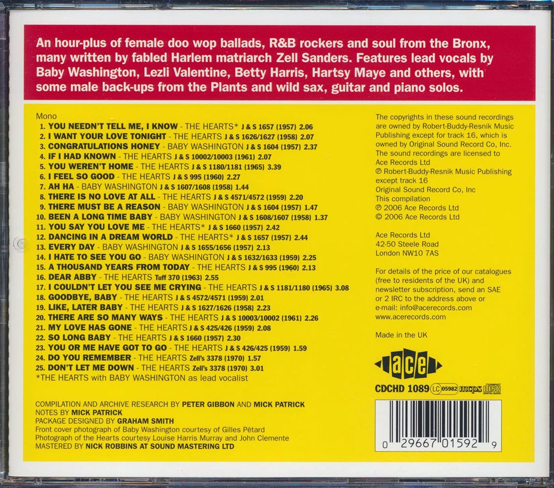 Baby Washington & The Hearts - The J & S Years: J & S, Tuff & Zell's Recordings 1957-1970 (25 tracks)