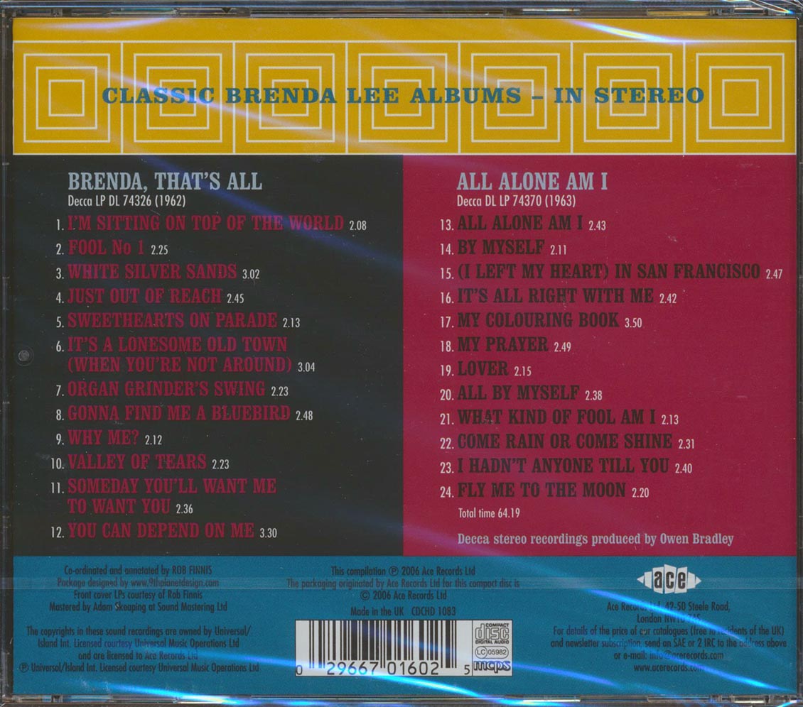 Brenda Lee - Brenda, That's All + All Alone Am I (24 tracks)