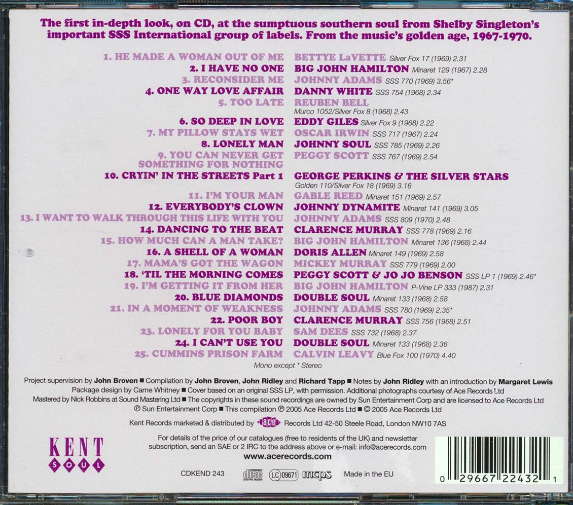 Various - Southern Soul Showcase: Cryin In The Streets (25 tracks)