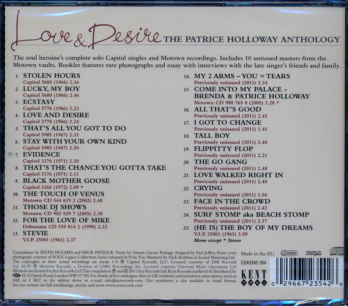 Patrice Holloway - Love & Desire: The Patrice Holloway Anthology (25 tracks)