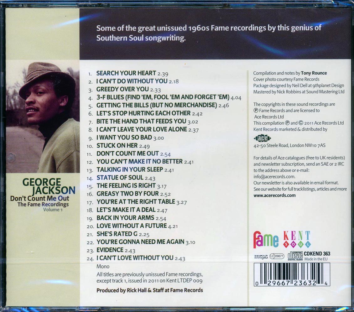 George Jackson - Don't Count Me Out: The Fame Recordings Volume 1 (24 tracks)