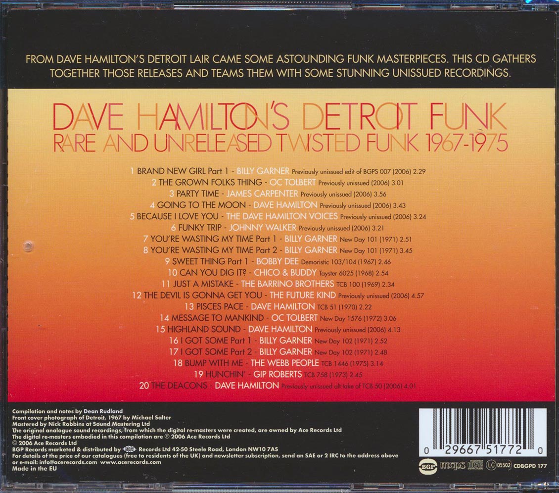 Various - Dave Hamilton's Detroit Funk: Rare And Unreleased Twisted Funk 1967-1975 (20 tracks)