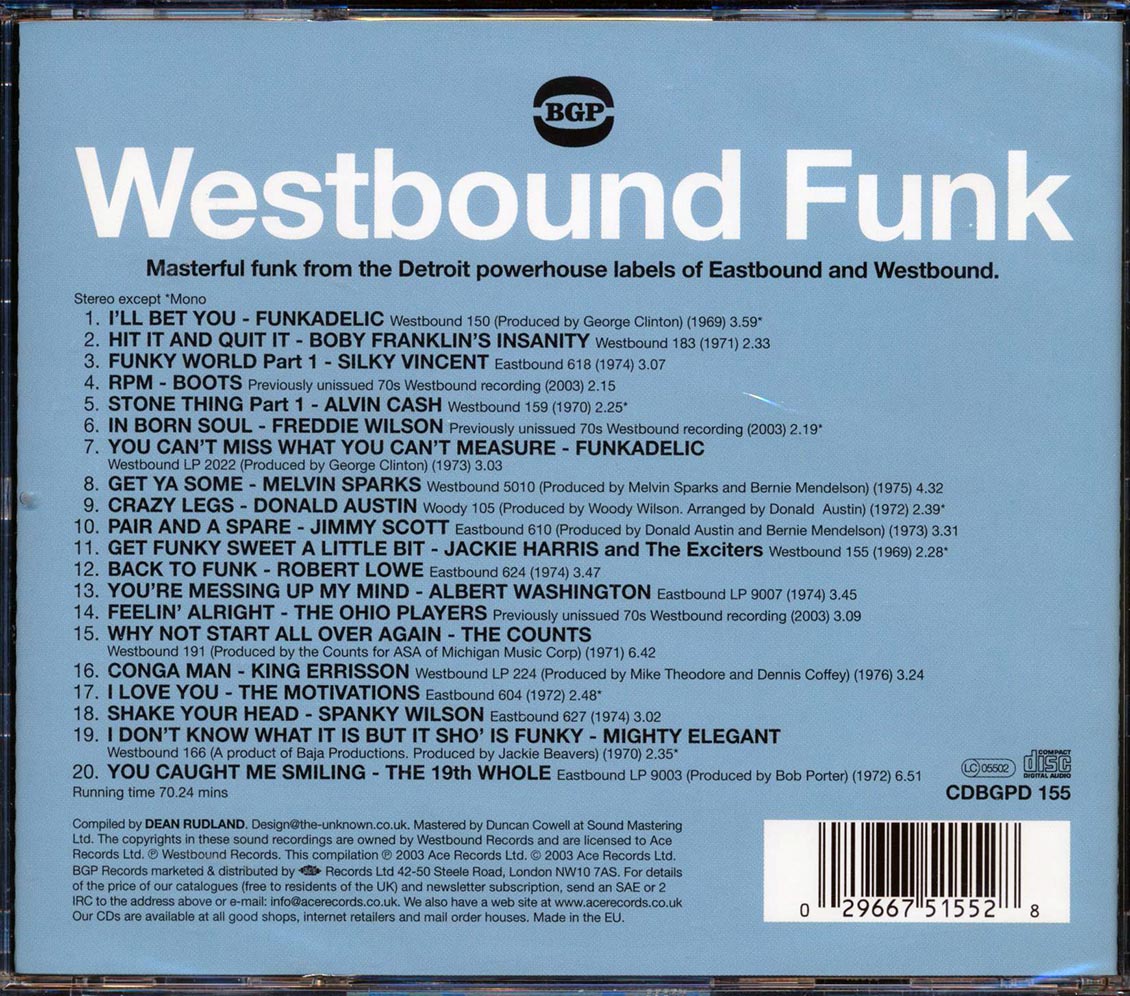 Various - Westbound Funk: Masterful Funk From The Detroit Powerhouse Labels Of Eastbound And Westbound (20 tracks)