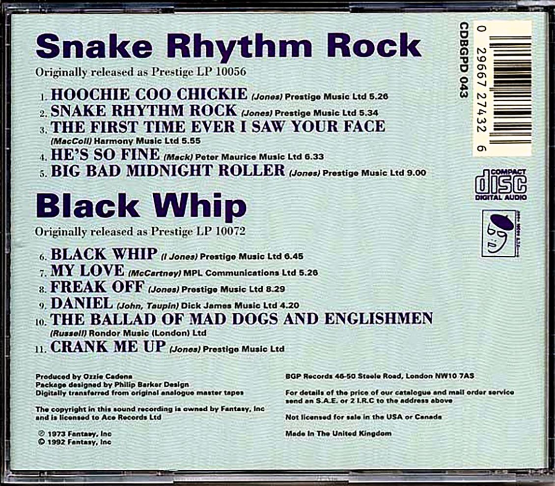 Ivan Boogaloo Joe Jones - Snake Rhythm Rock + Black Whip