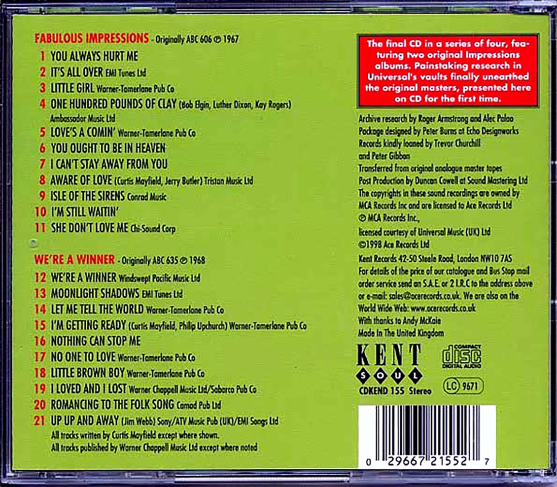 The Impressions - The Fabulous Impressions + We're A Winner (21 tracks)