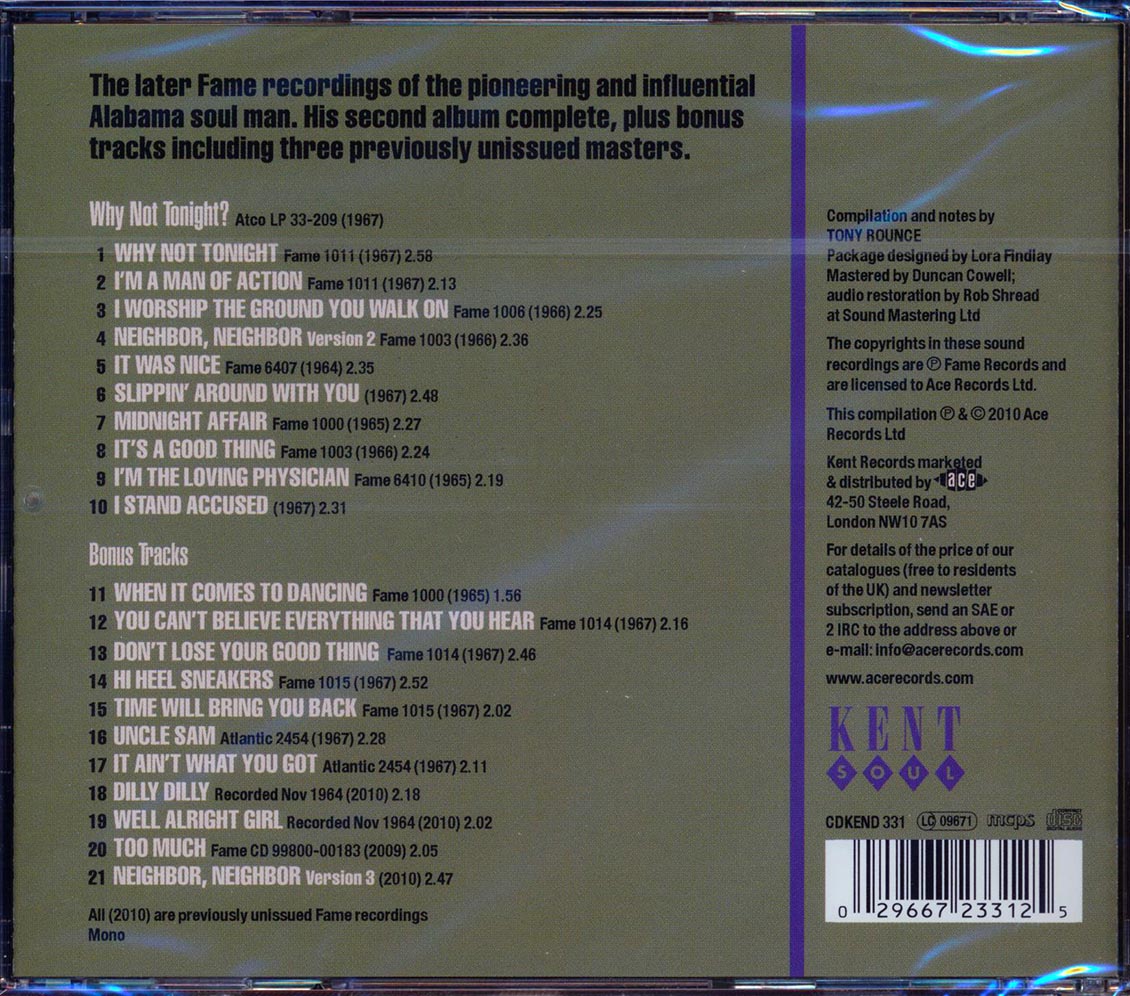 Jimmy Hughes - Why Not Tonight: The Fame Recordings Volume 2 (21 tracks)