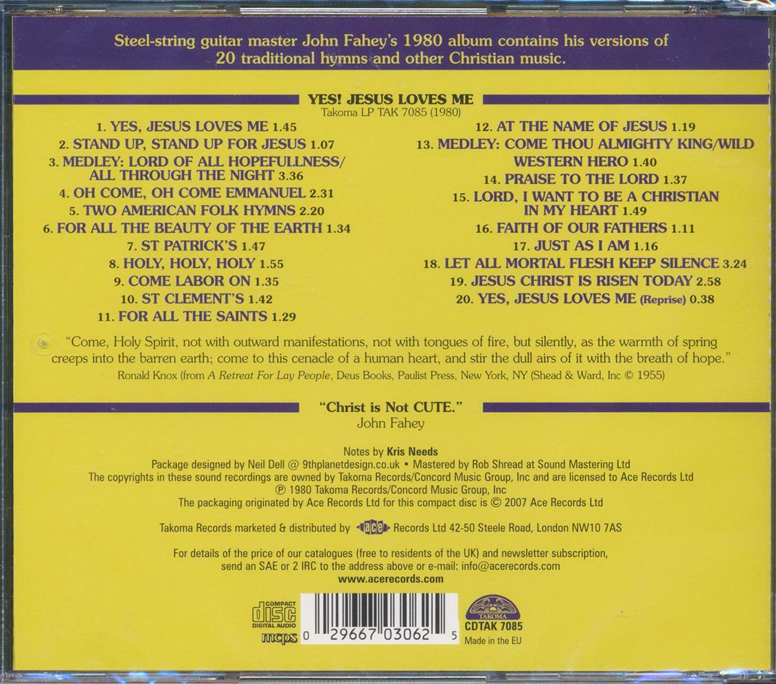 John Fahey - Yes Jesus Loves Me (20 tracks)