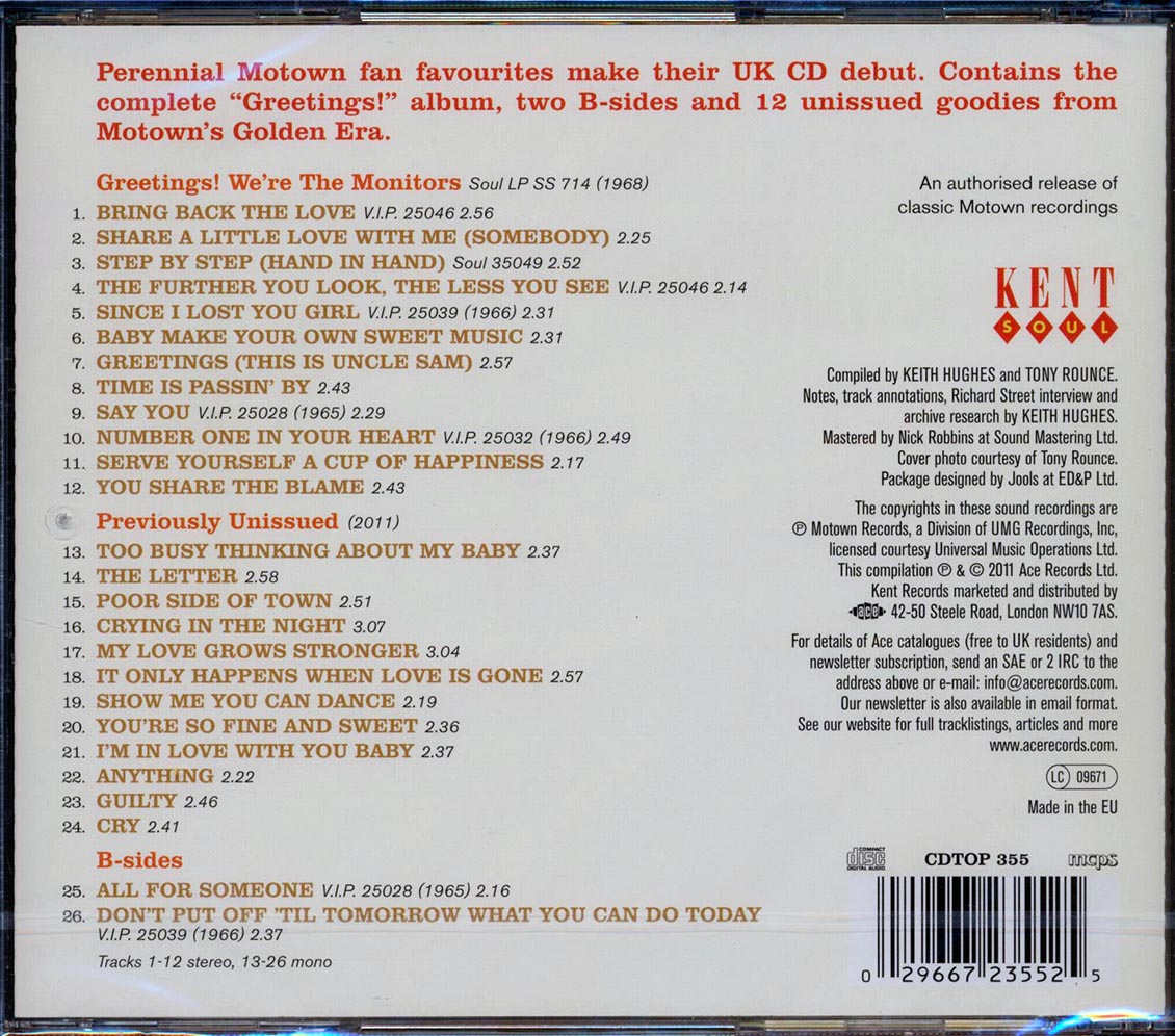 The Monitors - Say You: The Motown Anthology 1963-1968 (26 tracks)