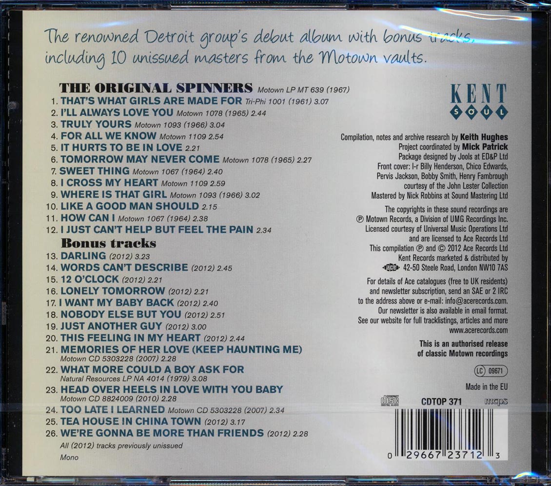 The Spinners - Truly Yours: Their First Motown Album With Bonus Tracks 1963-1967 (26 tracks)