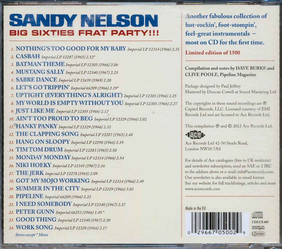 Sandy Nelson - Big Sixties Frat Party (24 tracks)