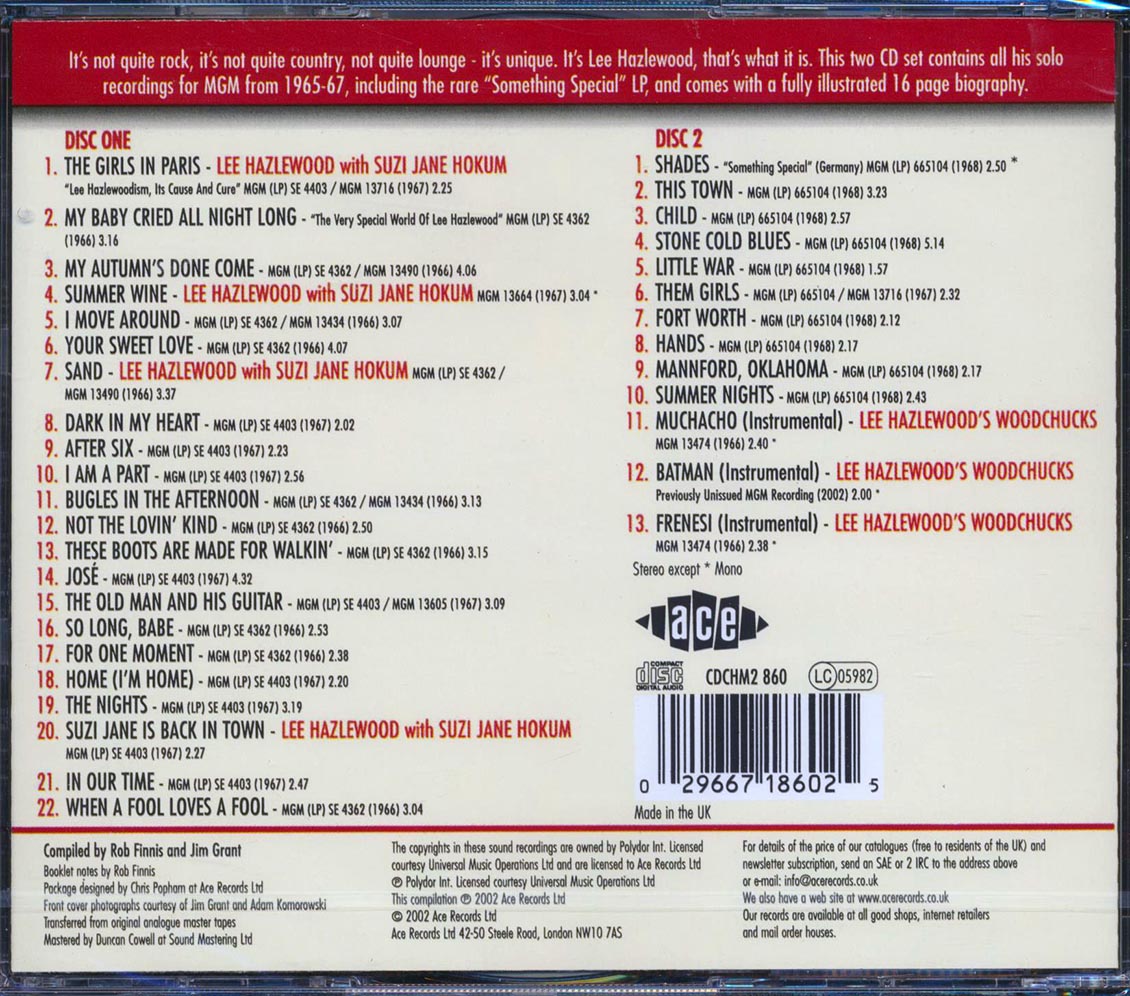 Lee Hazlewood - These Boots Are Made For Walkin: The Complete MGM Recordings (35 tracks) (2xCD)