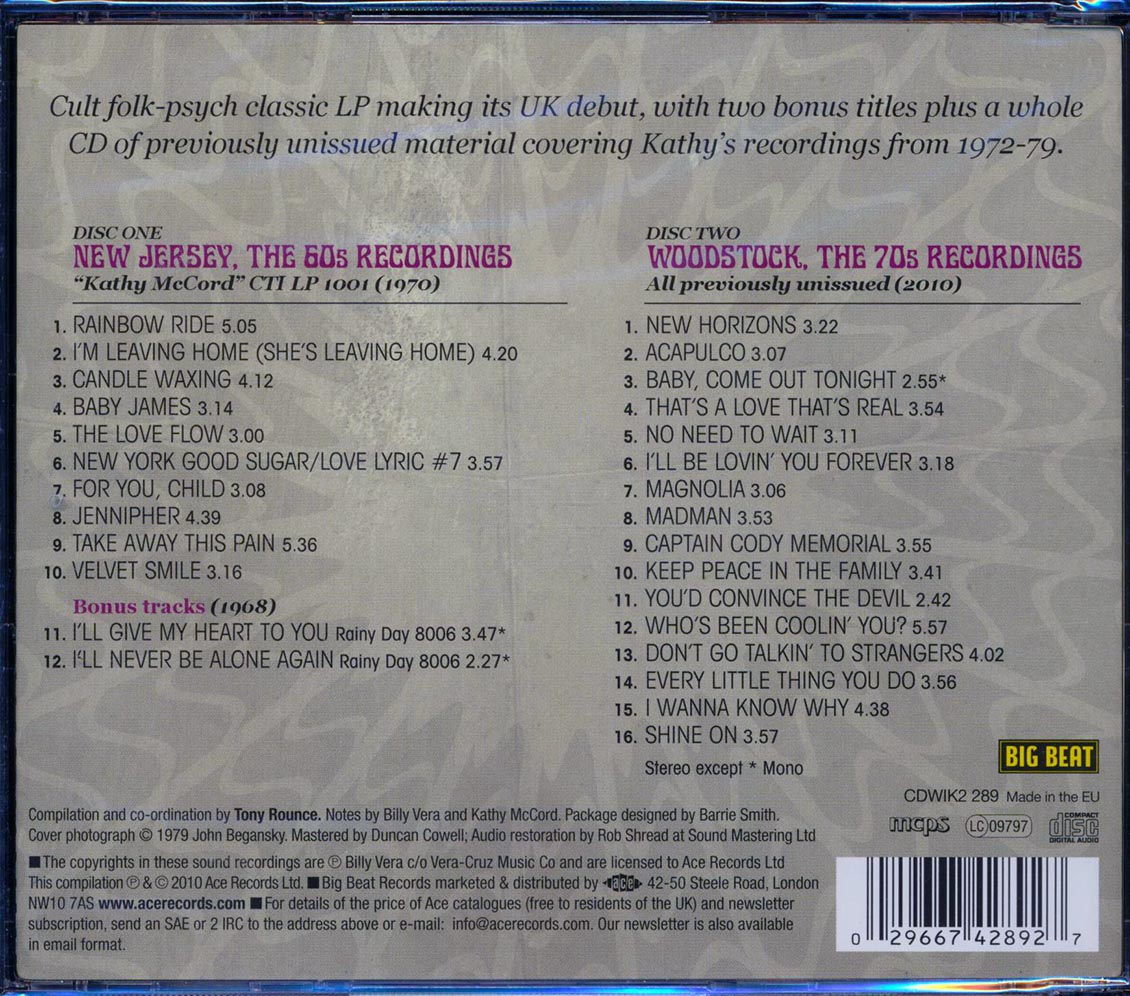 Kathy McCord - New Jersey To Woodstock (28 tracks) (2xCD)