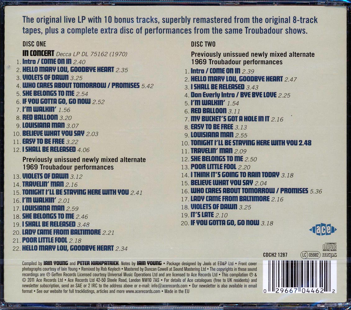 Rick Nelson - In Concert: The Troubadour 1969 (42 tracks) (2xCD)
