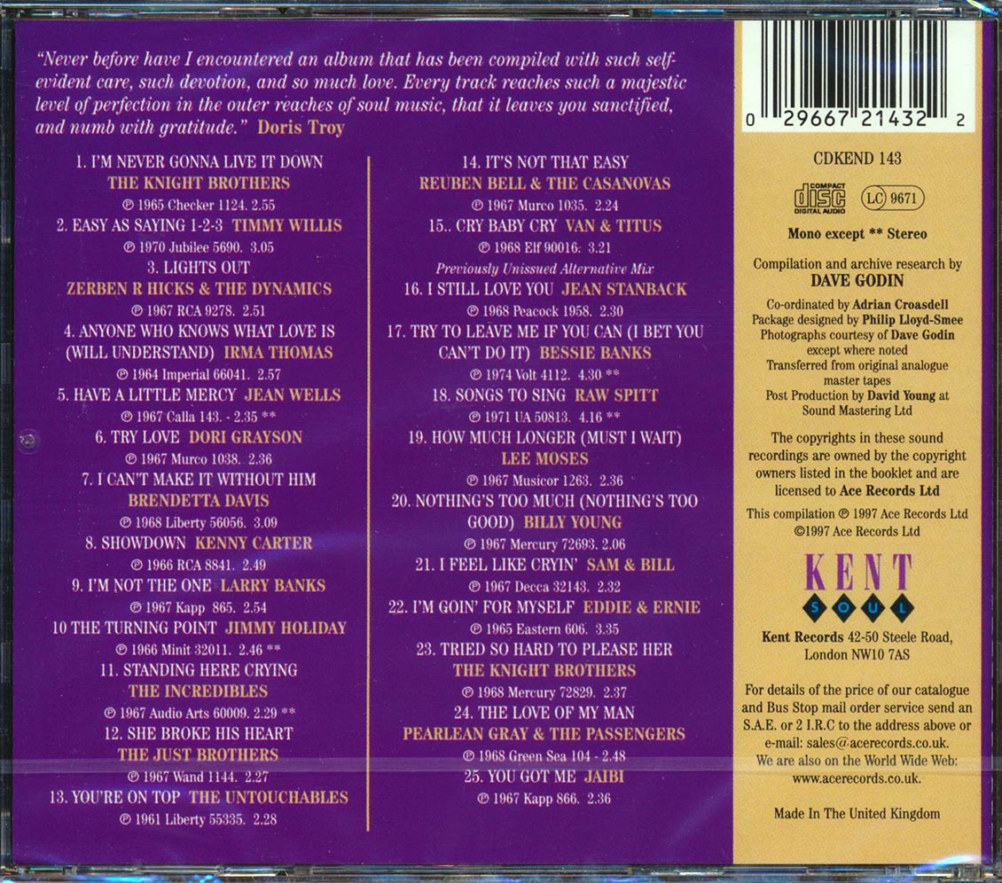 Various - Dave Godin's Deep Soul Treasures Taken From The Vaults Volume 1 (25 tracks)