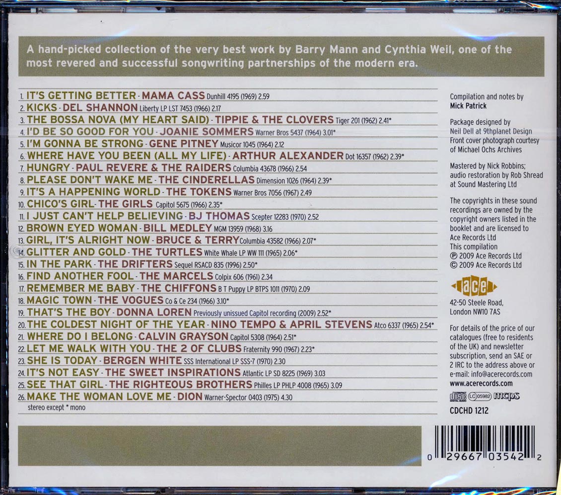 Barry Mann, Cynthia Weil - Glitter And Gold: Words And Music By Barry Mann And Cynthia Weil (26 tracks)